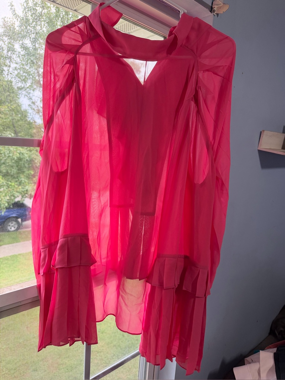 Alexis Sheer Ruffle Robe - Hot Pink - Picture 4 of 4